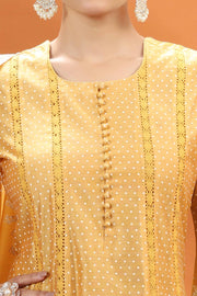 Yellow Chanderi Kalidar Embroidered Kurta Palazzo and Dupatta Set for women and girls