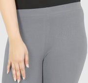Grey Cotton Lycra Ankle Length Legging
