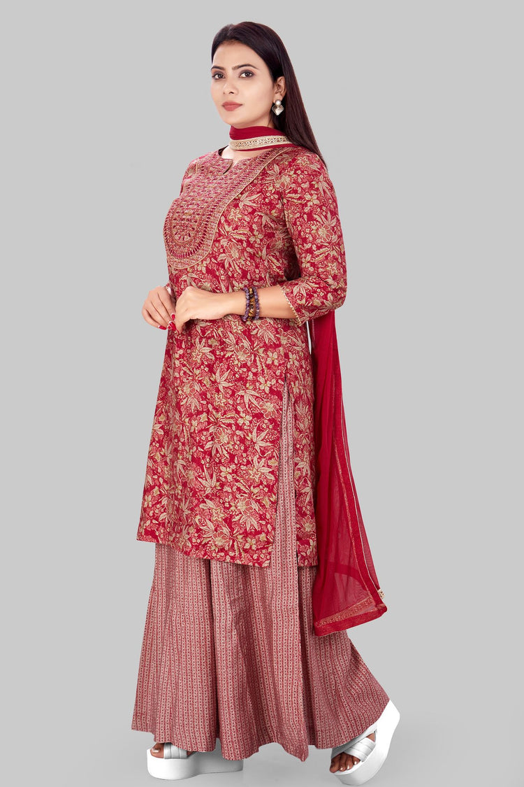 Chaitvi Rani Pink Jaipuri Cotton Suit Set