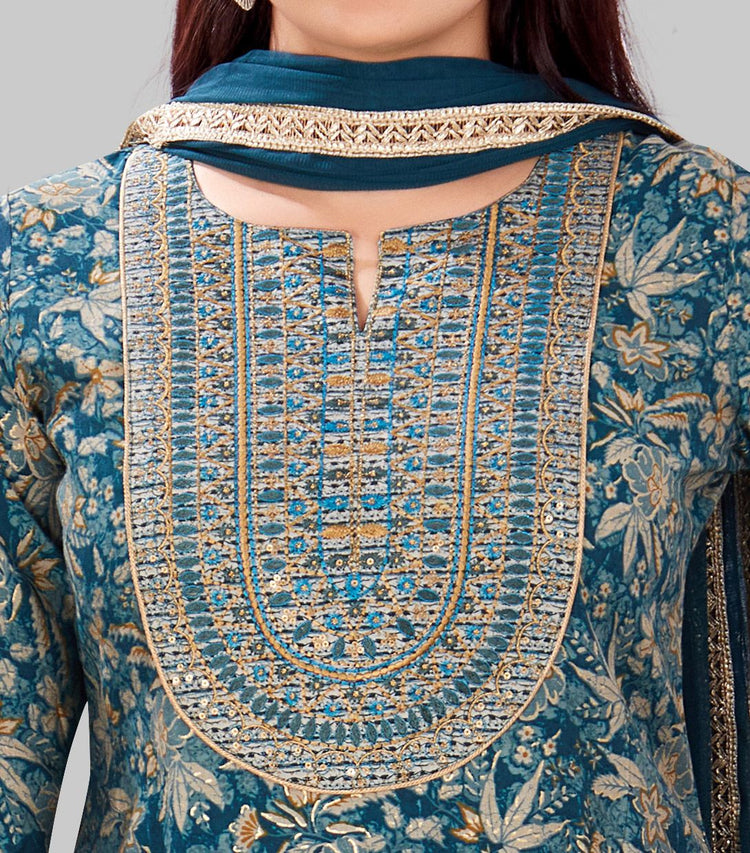 Chaitvi Dark Green Jaipuri Cotton Suit Set