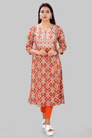 Chakuli Multicolour Cotton  A Line Kurti