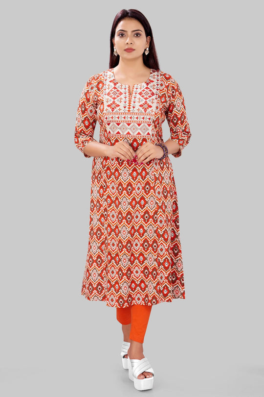 Chakuli Multicolour Cotton  A Line Kurti