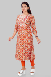Chakuli Multicolour Cotton  A Line Kurti