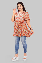 Chakuli Multicolour Cotton Short Kurti