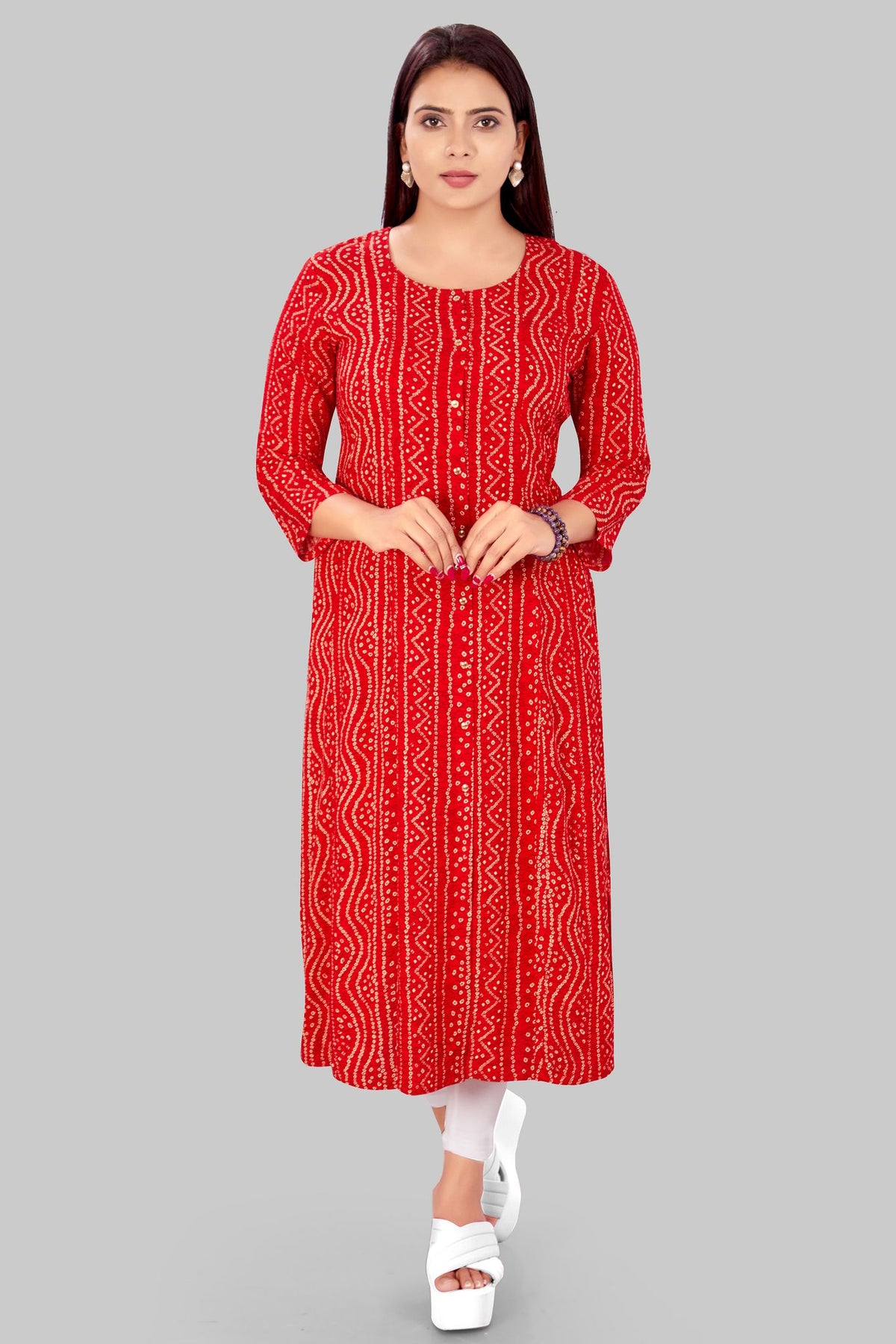 Chanasya Red Rayon A Line Kurti
