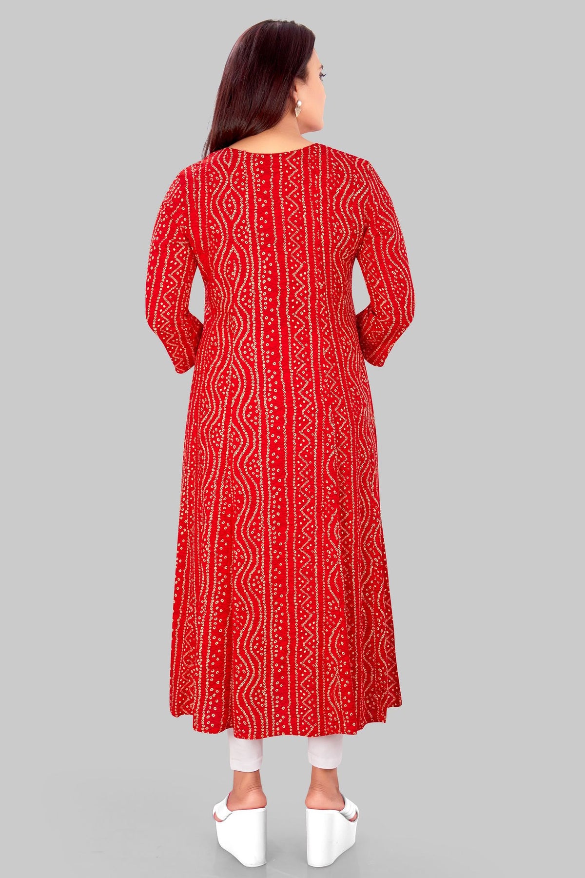 Chanasya Red Rayon A Line Kurti
