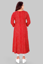 Chanasya Red Rayon A Line Kurti