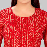 Chanasya Red Rayon A Line Kurti