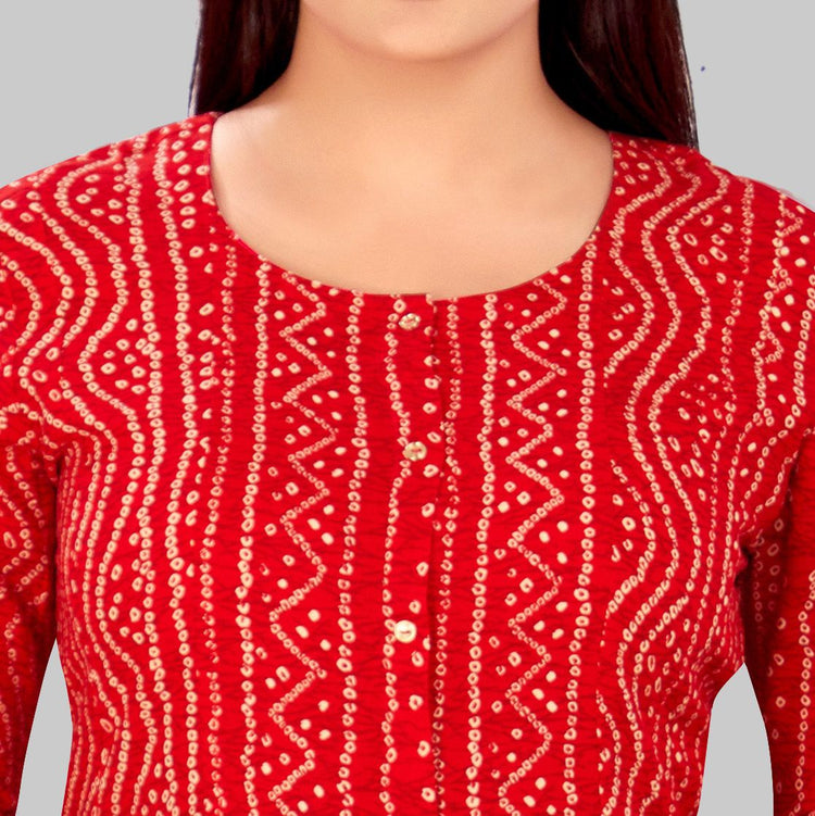Chanasya Red Rayon A Line Kurti