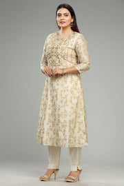 Chantin Cream Chanderi Embroidered Suit Set
