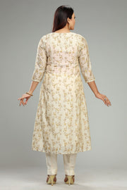 Chantin Cream Chanderi Embroidered Suit Set