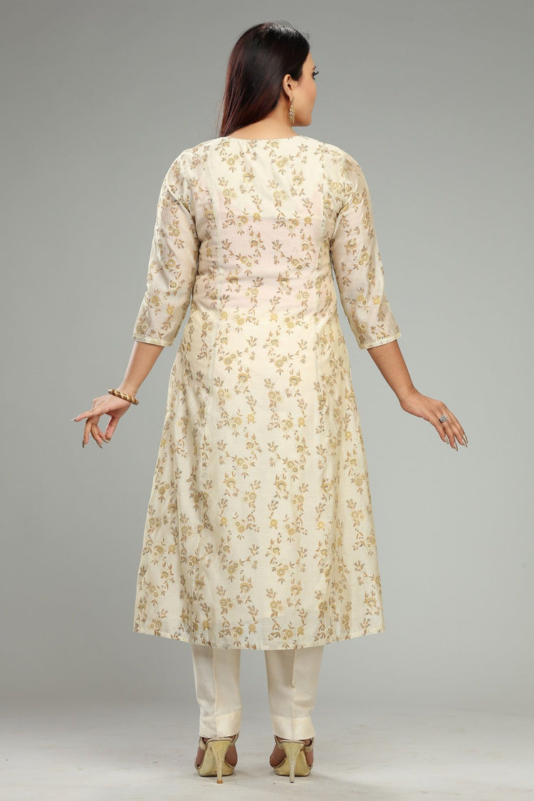 Chantin Cream Chanderi Embroidered Suit Set