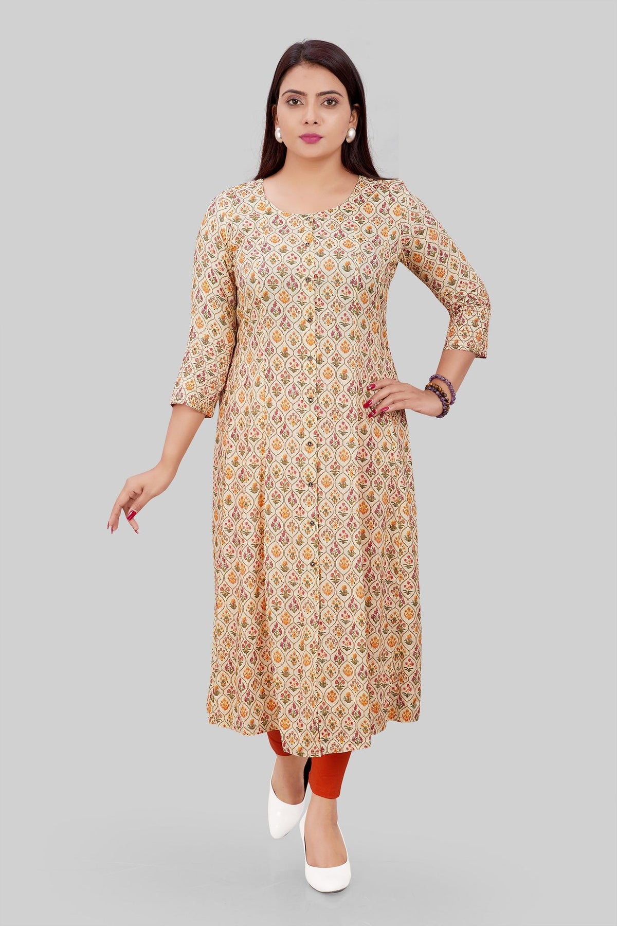 Chetana Cream Rayon A Line Kurti