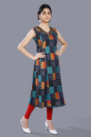 Ciona Multicolour Rayon Print Sleeveless Kurti