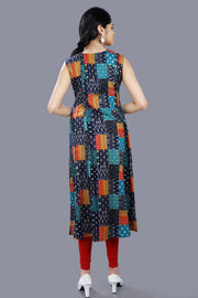 Ciona Multicolour Rayon Print Sleeveless Kurti