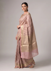 Dusty Mauve Rose Zari Woven Saree