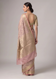 Dusty Mauve Rose Zari Woven Saree