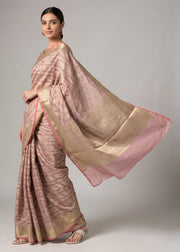Dusty Mauve Rose Zari Woven Saree