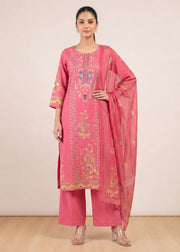 Graceful Pink Printed Cotton Ethnic Suit Set