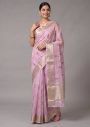 Lilac Purple Munga Kota Embroidered Saree