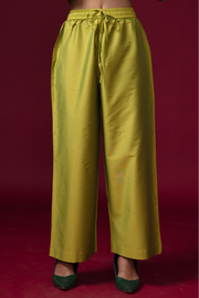 Women Lime Green Embroidered A-Line Ethnic Suit Set