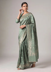 Mehendi Green Art Silk Floral Zari Woven Saree