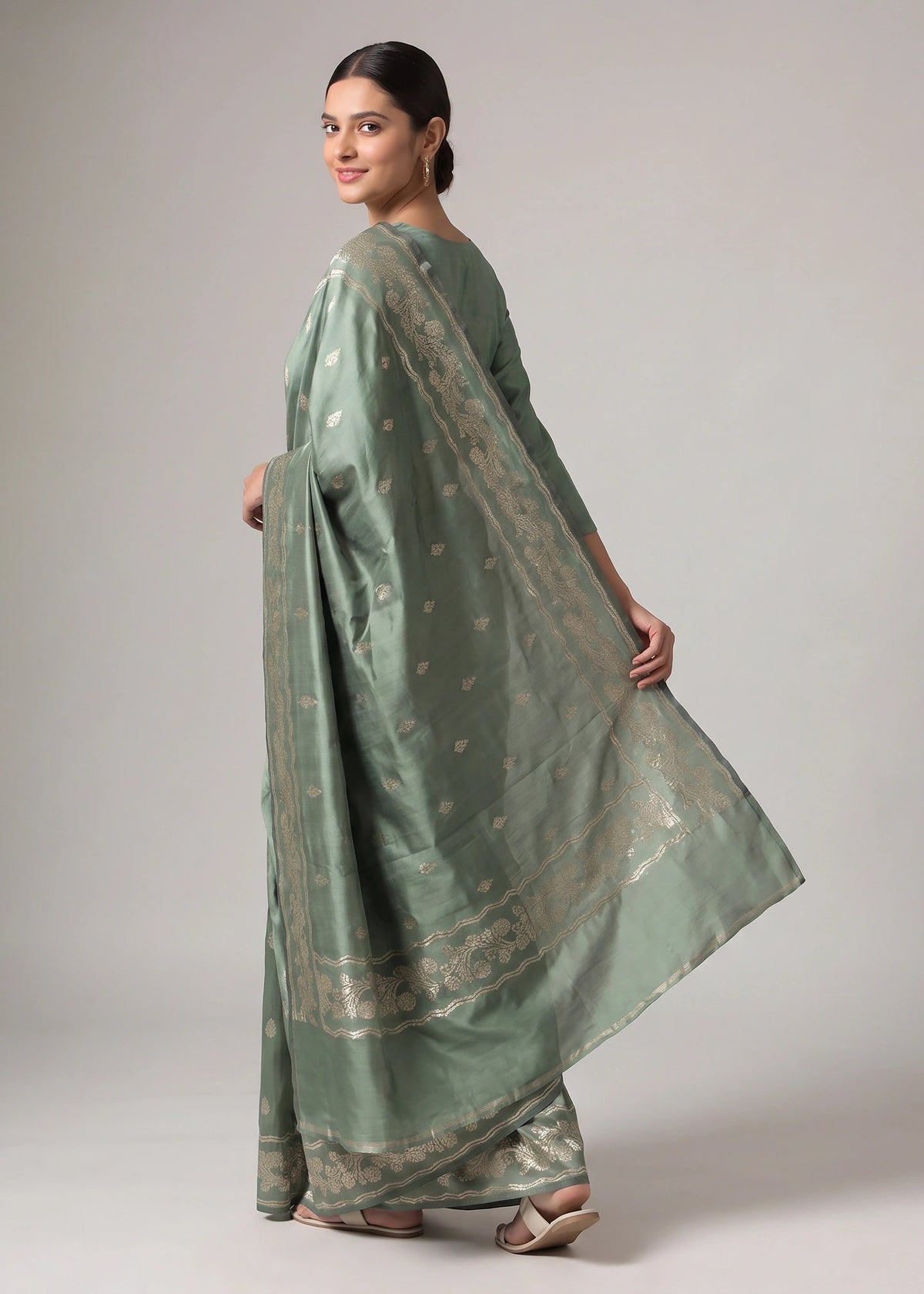 Mehendi Green Art Silk Floral Zari Woven Saree