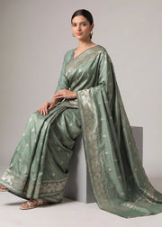 Mehendi Green Art Silk Floral Zari Woven Saree