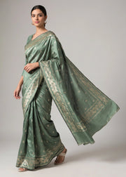 Mehendi Green Art Silk Floral Zari Woven Saree