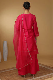 Rani Pink Embroidered Straight Ethnic Suit Set