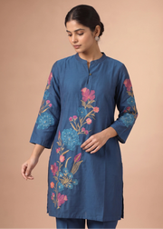 Royal Blue Viscose Embroidered Co-ord Set
