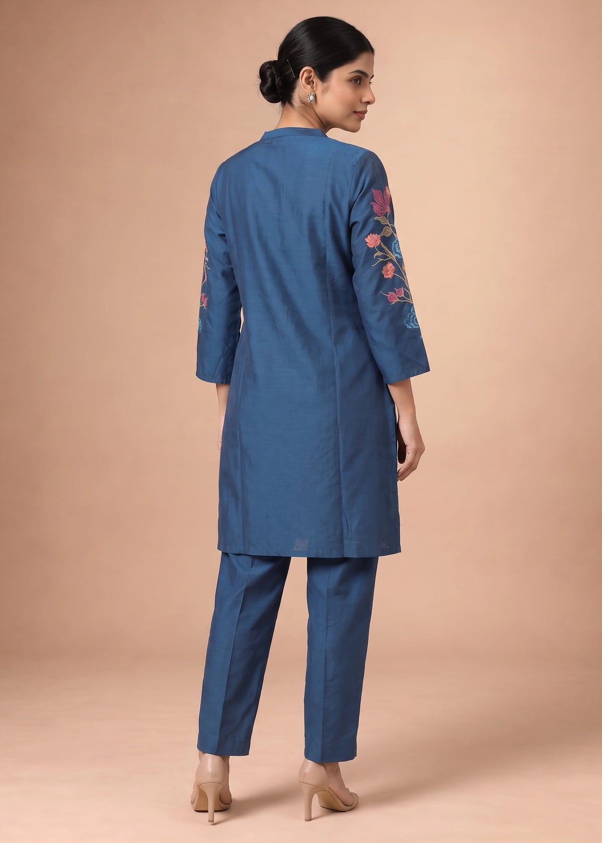 Royal Blue Viscose Embroidered Co-ord Set