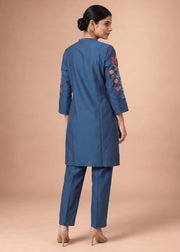 Royal Blue Viscose Embroidered Co-ord Set