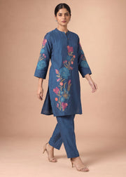 Royal Blue Viscose Embroidered Co-ord Set