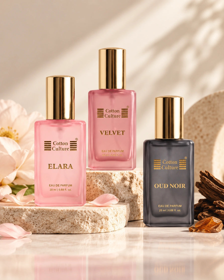 The Signature Trio Elara, Oud Noir & Velvet Parfum Set