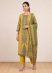 Vibrant Mustard Printed Cotton Ethnic Suit Set