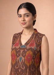 Women Brown Printed Cotton A-Line Kurta