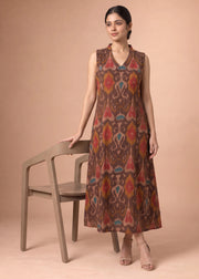 Women Brown Printed Cotton A-Line Kurta