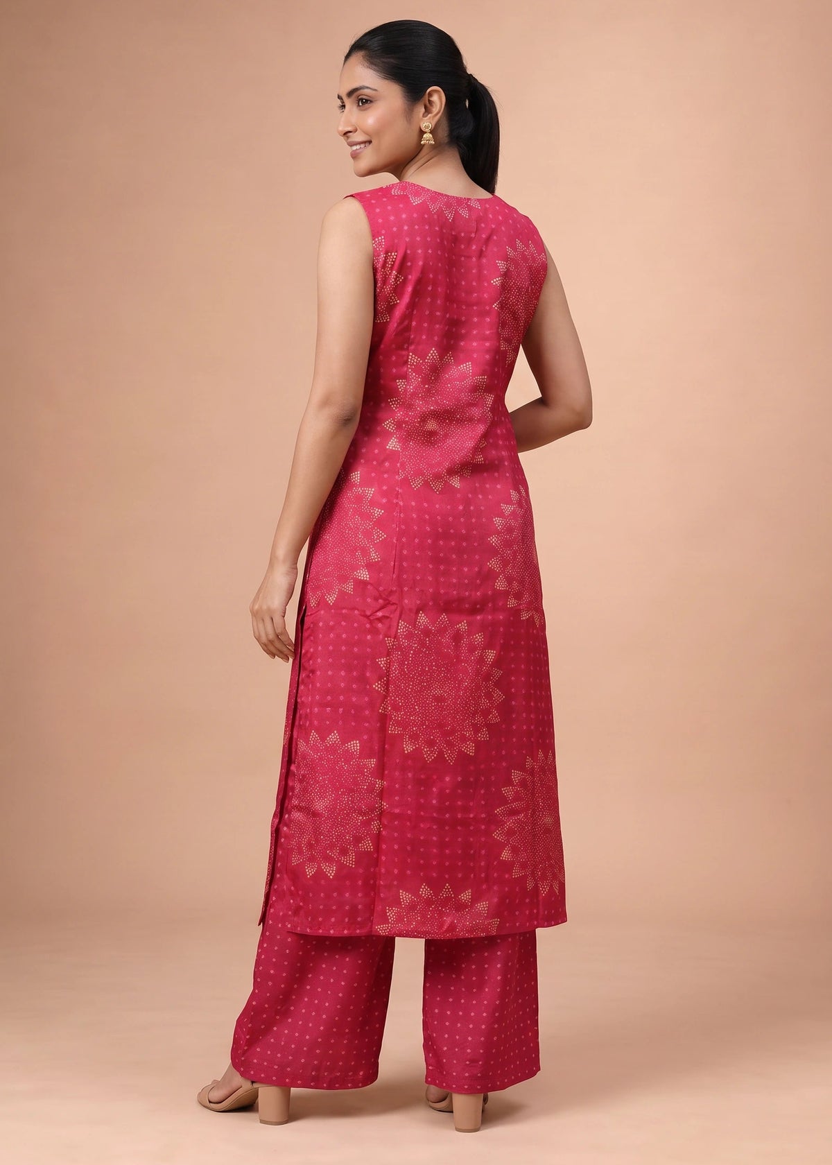 Women Cherry Pink Embroidered Viscose Co-ord Set