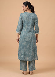 Women Light Sea Green Rayon Embroidered Straight-Fit Co-ord Set
