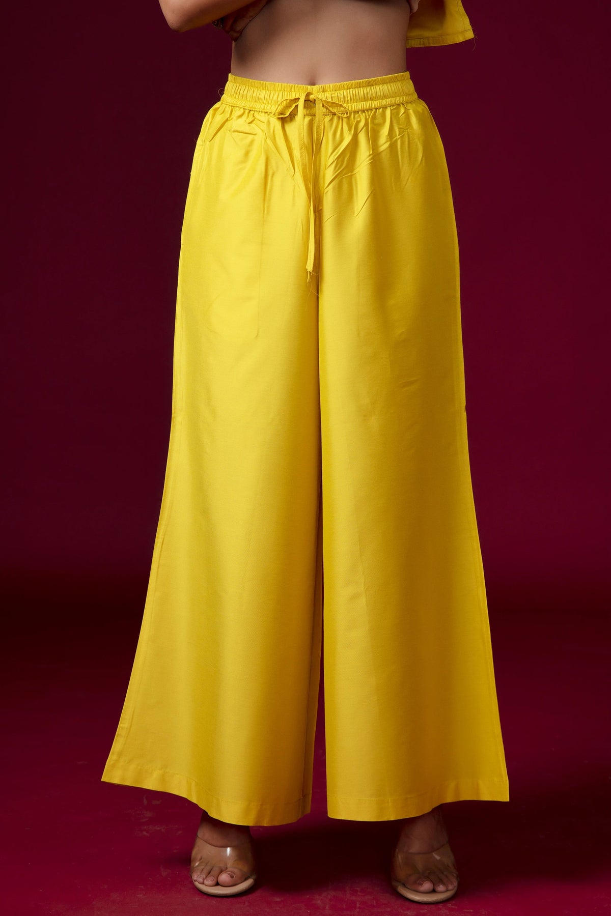 Women Yellow Embroidered Blend A-Line Ethnic Suit Set