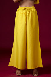 Women Yellow Embroidered Blend A-Line Ethnic Suit Set