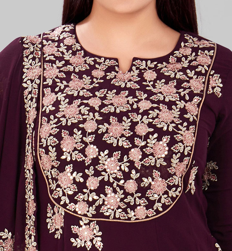 Daima Purple Georgette Embroidered Suit Set