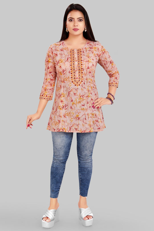 Danishta Pink Cotton Short kurtis