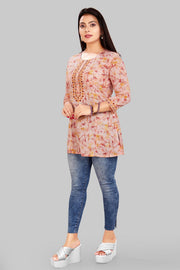 Danishta Pink Cotton Short kurtis