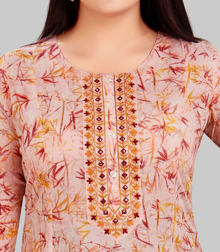 Danishta Pink Cotton Short kurtis
