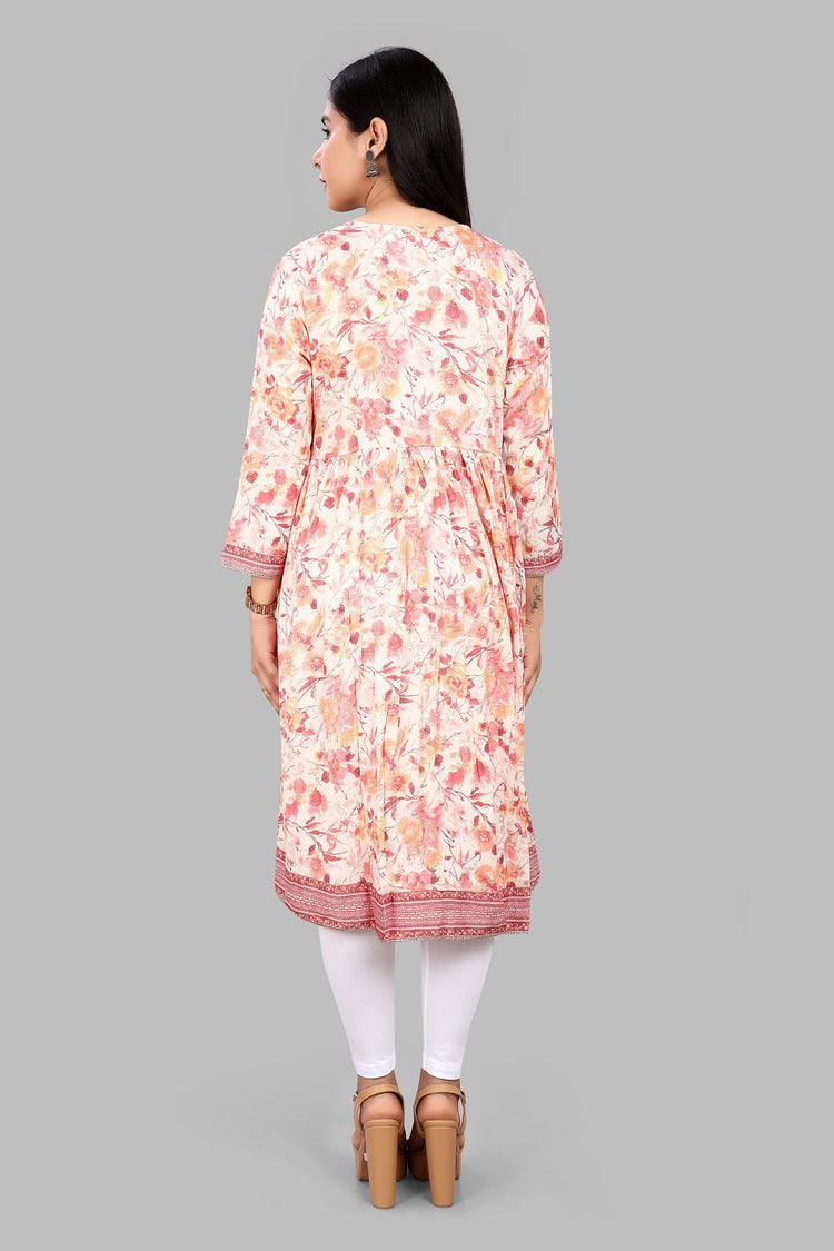 Dariya Pink & Orange Rayon  A-Line Kurta