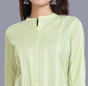 Druhi Pista Green Cotton Short Kurtis