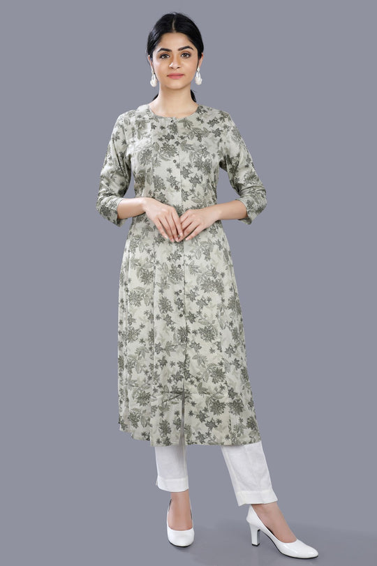 Durnaz Pista Green Cotton A-Line Kurta