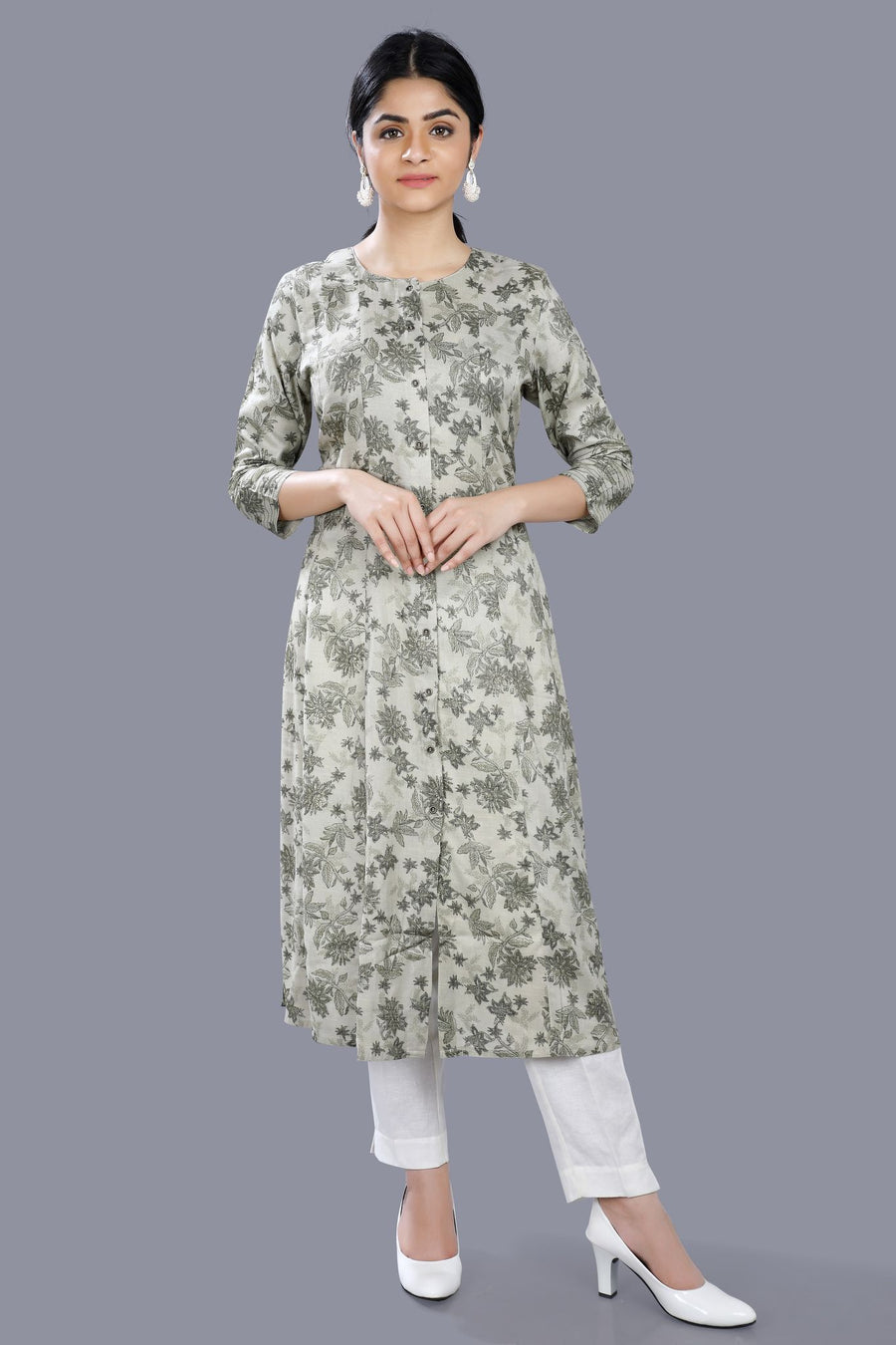 Durnaz Pista Green Cotton A-Line Kurta